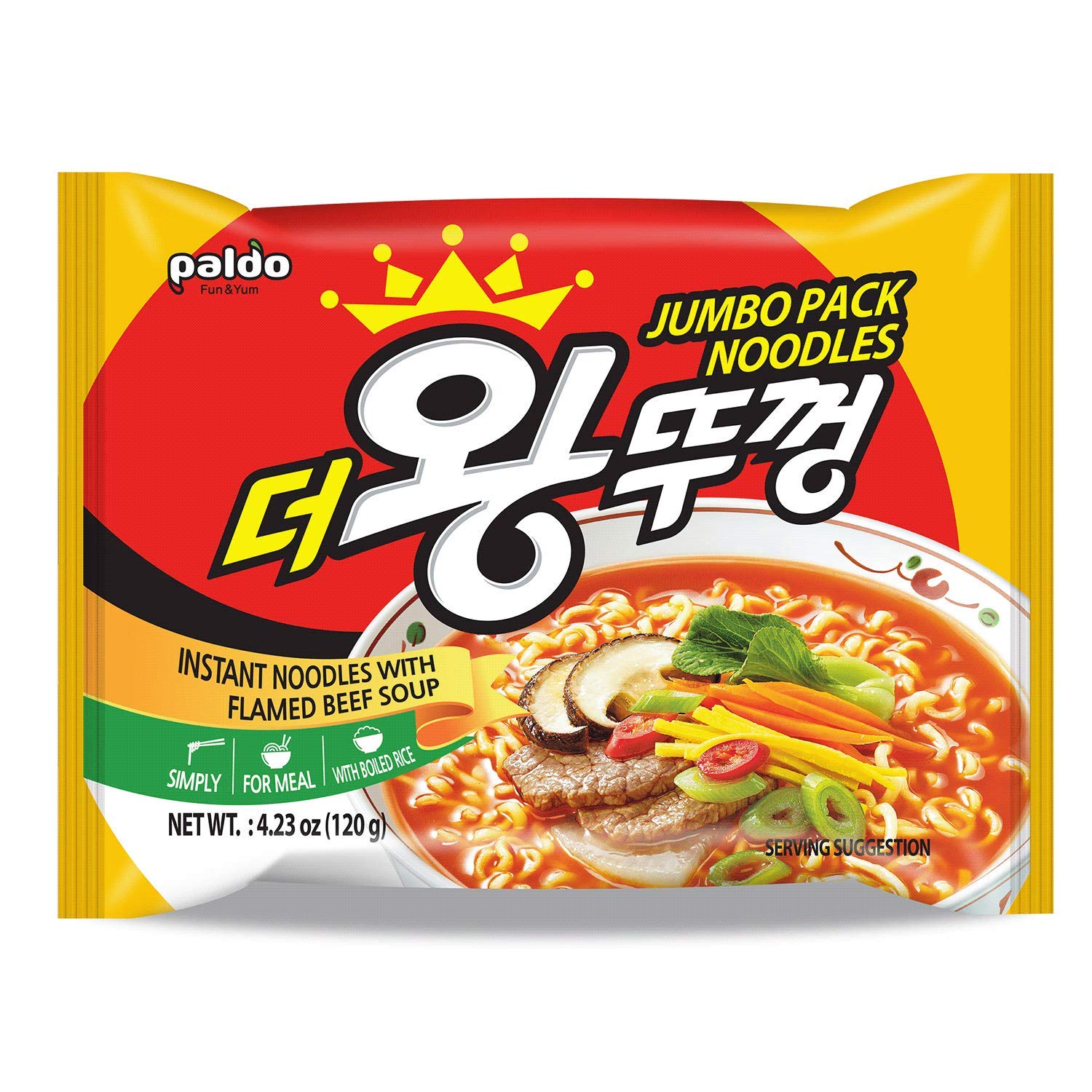 Buy Paldo Fun & Yum Jumbo King Lid Ramen Instant Noodles with Soup, Flamed Beef Based Spicy