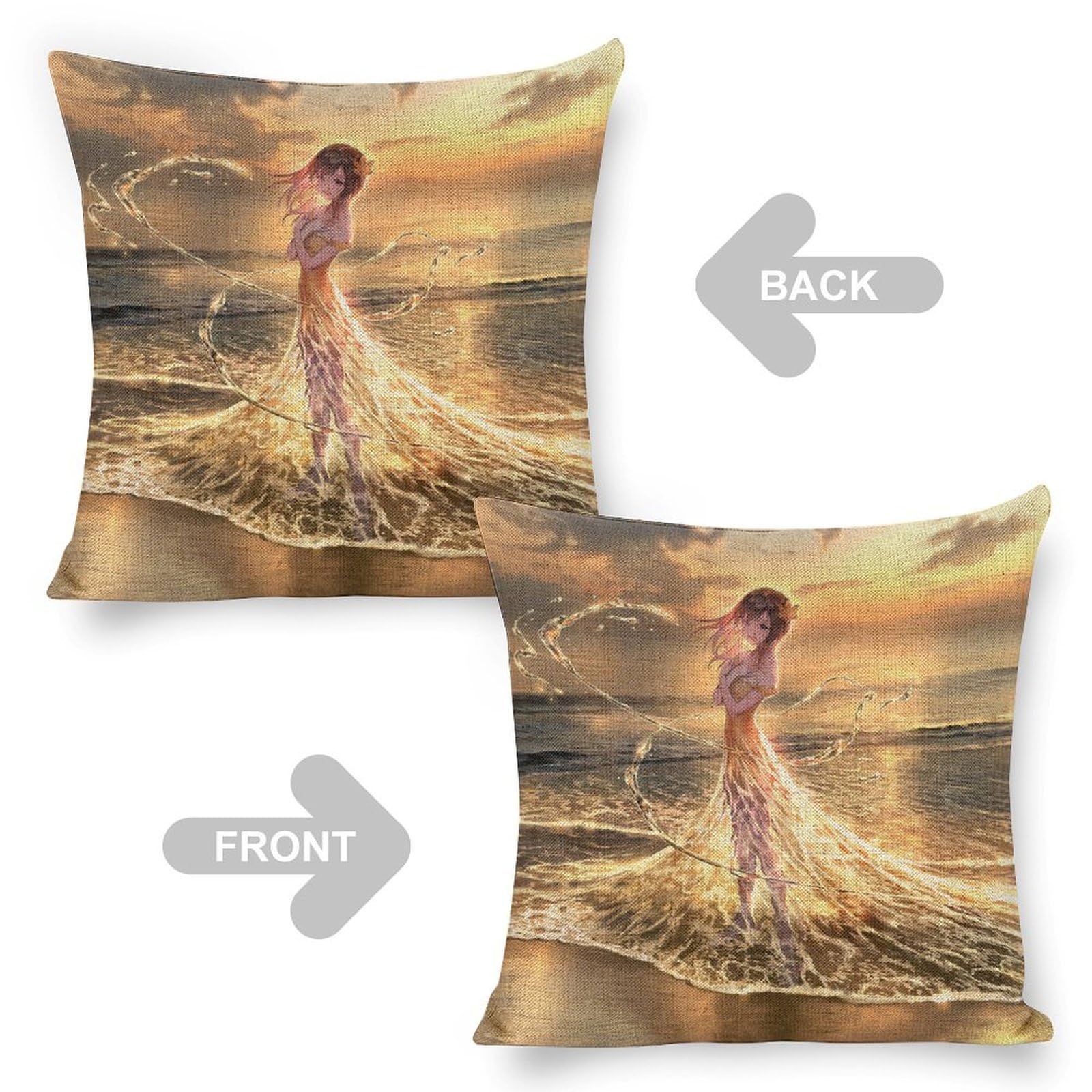 Amazon.co.jp: 女の子 海 水 透明綿麻の枕カバー クッション