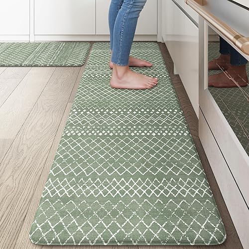 Miniatura 52 de KIMODE - Tapetes de cocina antifatiga, 2 unidades, navideños, estilo rústico, acolchados, para lavandería, oficina, fregadero, color rojo, 17 x 47