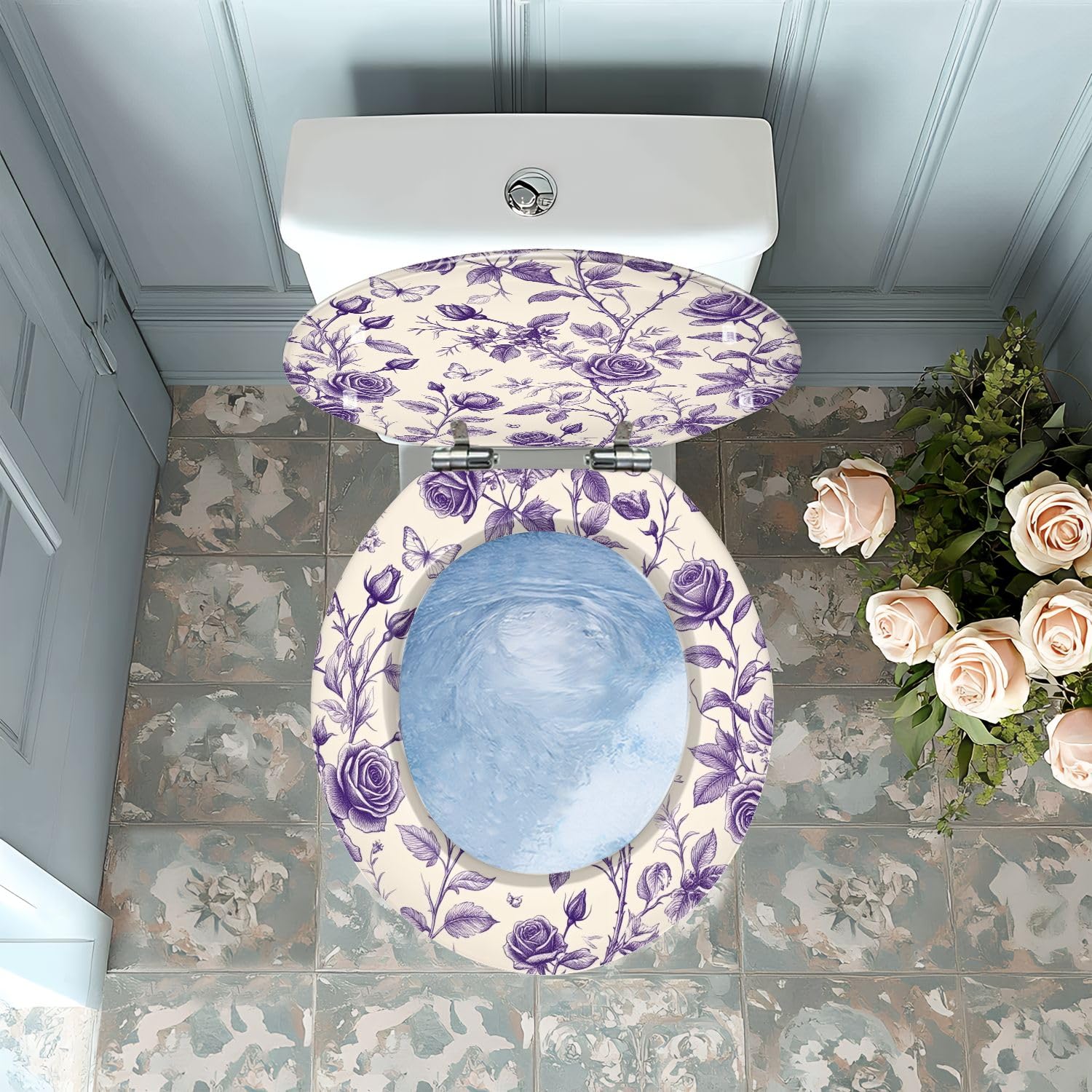 Asiento de inodoro redondo, de cierre suave y liberación rápida, para baño.