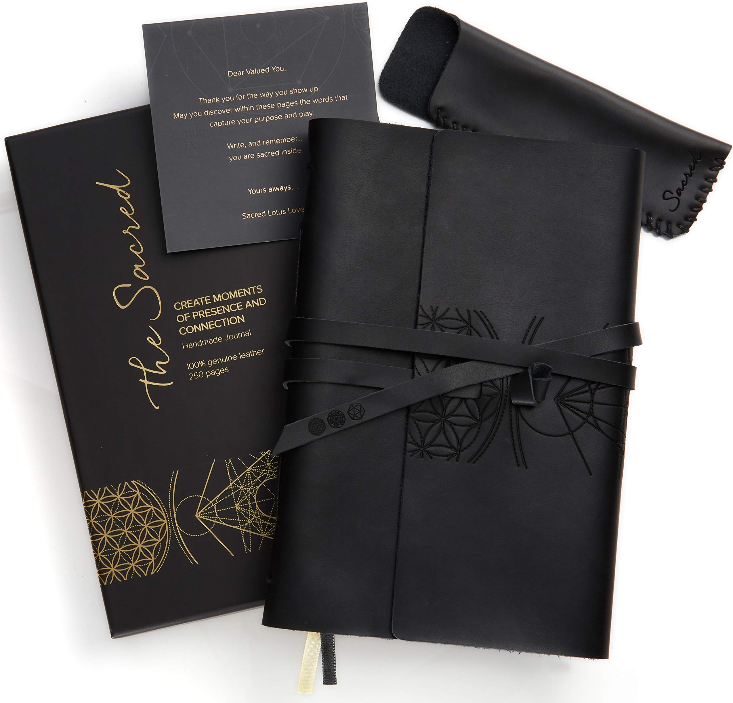 Leather Journal for Women and Men + Pen Holder | 8" x 6" | Lined or Plain Non-Bleed Paper | Sketchbook & Writing Travel Notebook | Handmade Genuine Leather Bound Journal for writing in (Black, Lined)