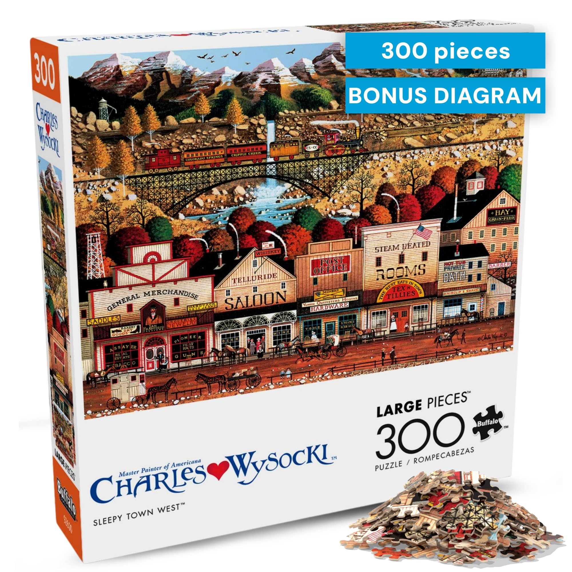 Amazon.com: Buffalo Games Oversize Puzzle – Sleepy Town West by