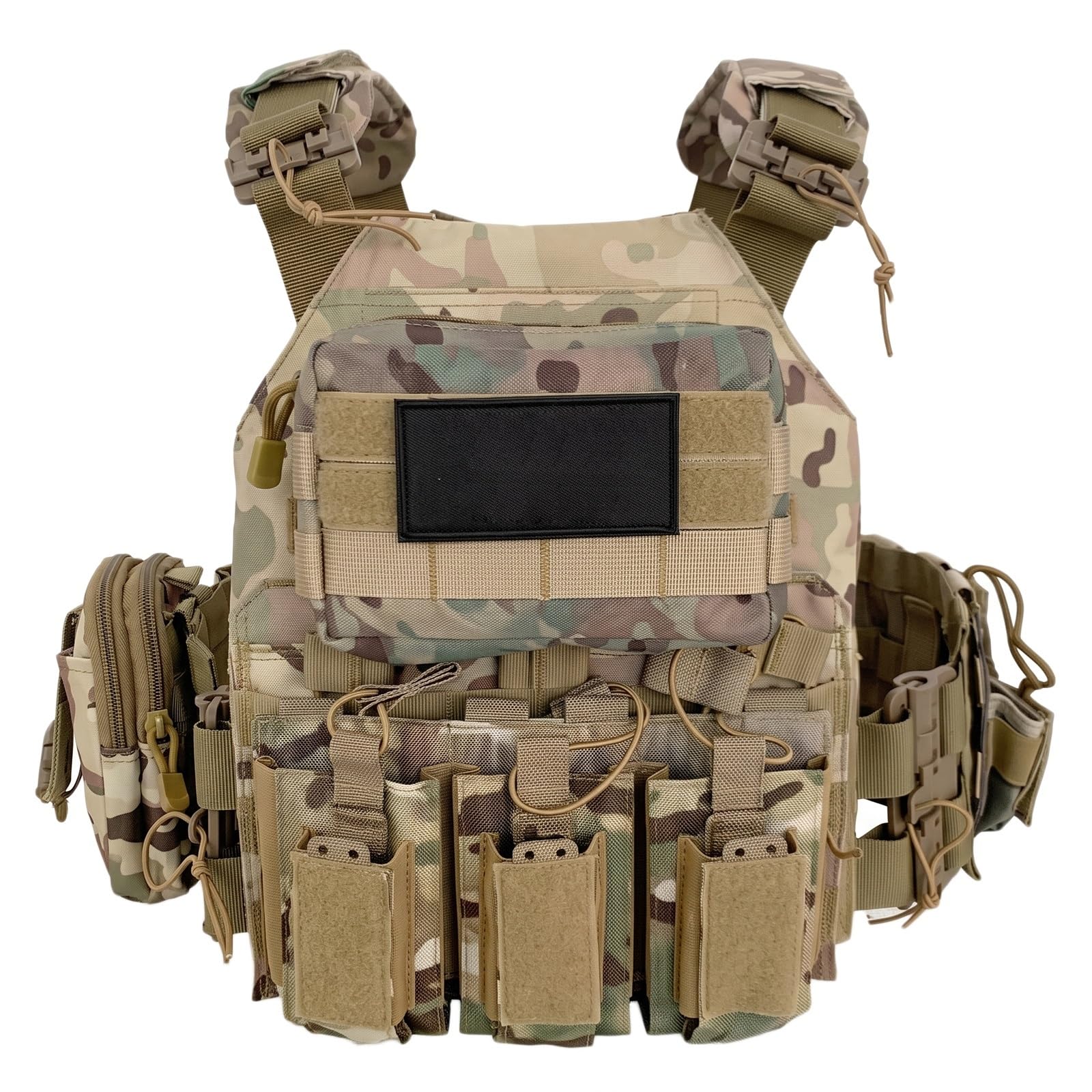 Genérico Arnes de Carga Modular Kit, Chaleco de Pecho Airsoft Ajustable | Incluye Base Bolsa Triple Bolsa Cuadrada Pequena Bolsa Smartphone Bolsa Radio y Bolsa Trasera de Carga Utilidades