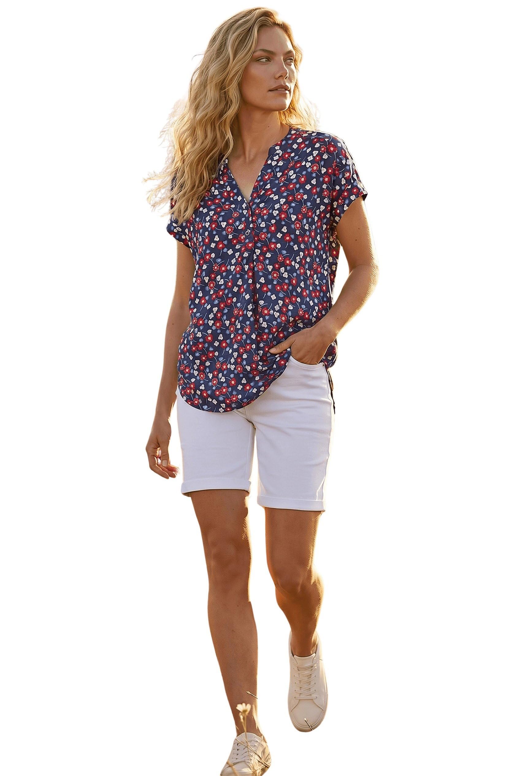 Roman Short Sleeve Shirt for Women UK Ladies Tunic Top Summer Blouse Casual Smat T-Shirt Spring Work Cocktail Party Going Out Special Occassion Holiday V-Neck
