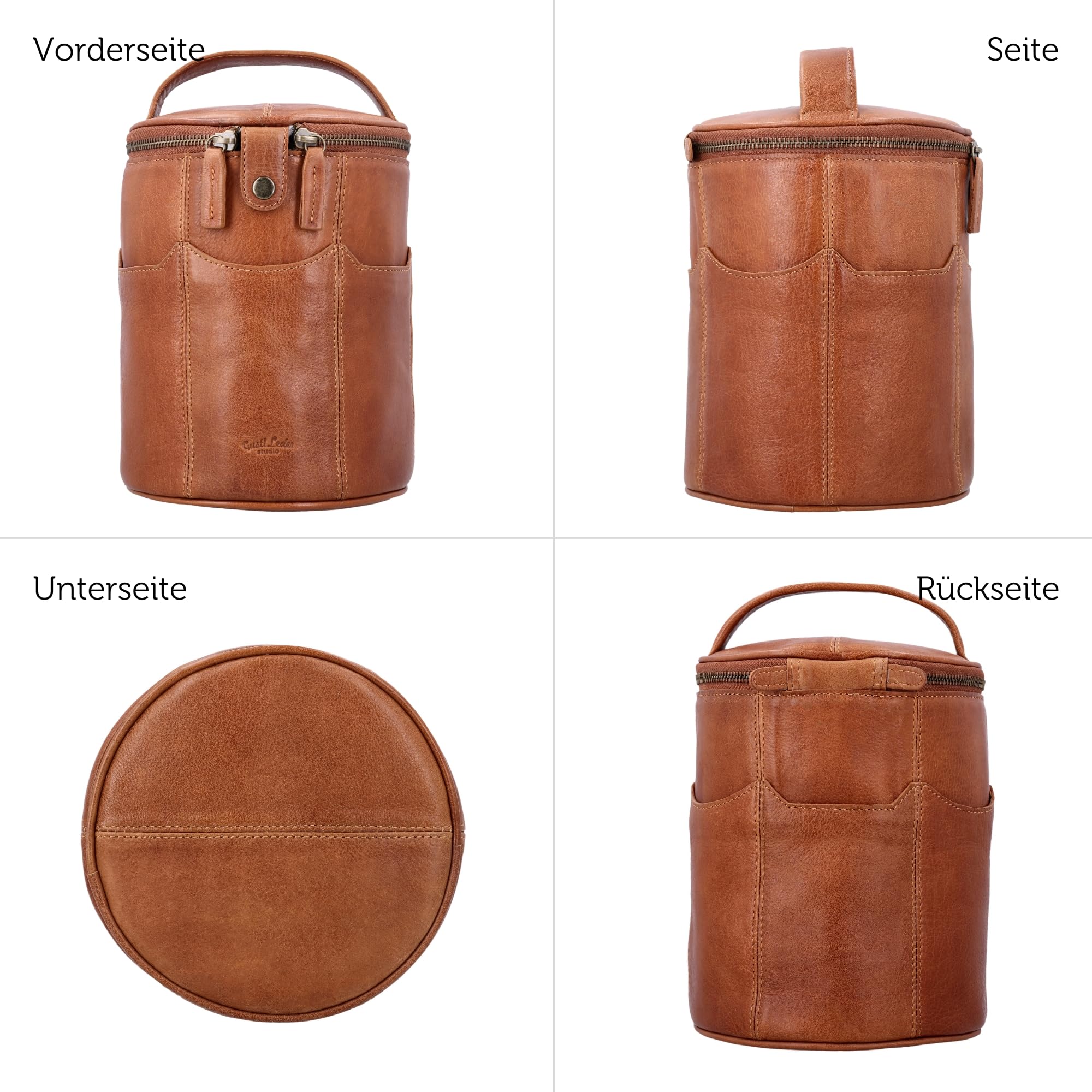 Gusti Leder Friseurtasche Corvin - Friseurbedarf Ledertasche Werkzeugtasche Damen Herren Braun Leder