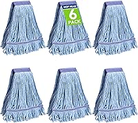 Vista 1 de 6 Pack Commercial Mop Head Replacement – Heavy Duty Mop Head for General and Floor Cleaning Industrial Wet Mops Washable Refill, Reusable