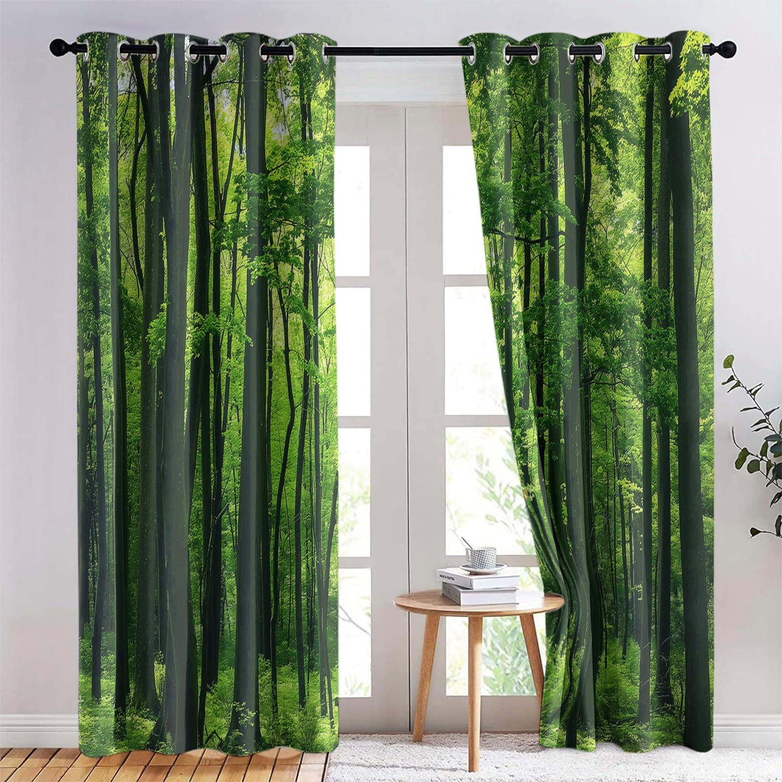 Set di 2 tende oscuranti con foglie di betulla, 116,8 x 137,2 cm, isolamento termico, riduzione del rumore, per estati calde, moderne per soggiorno, camera da letto, casa