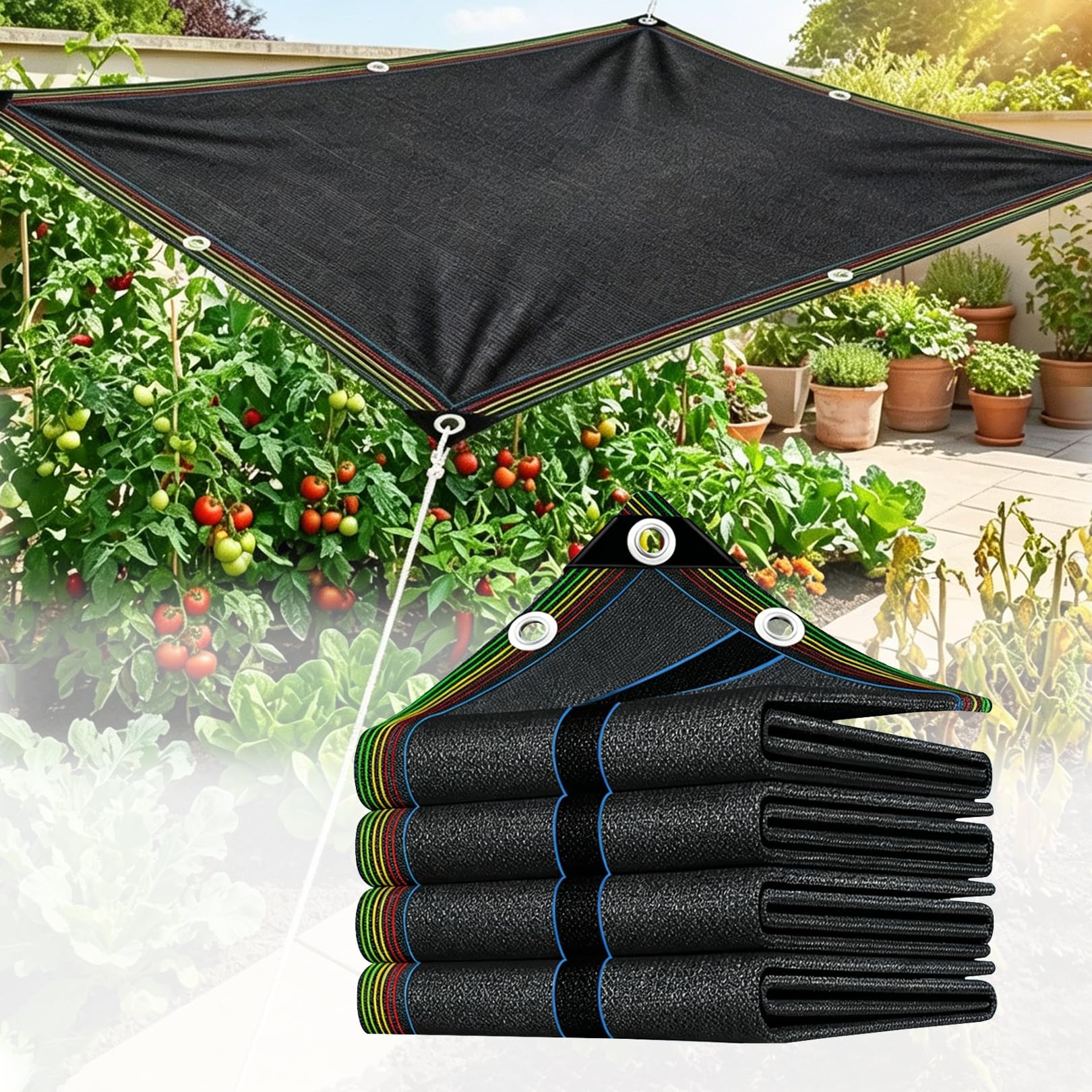 Filet d'ombrage épais 2x8m pour serre et terrasse