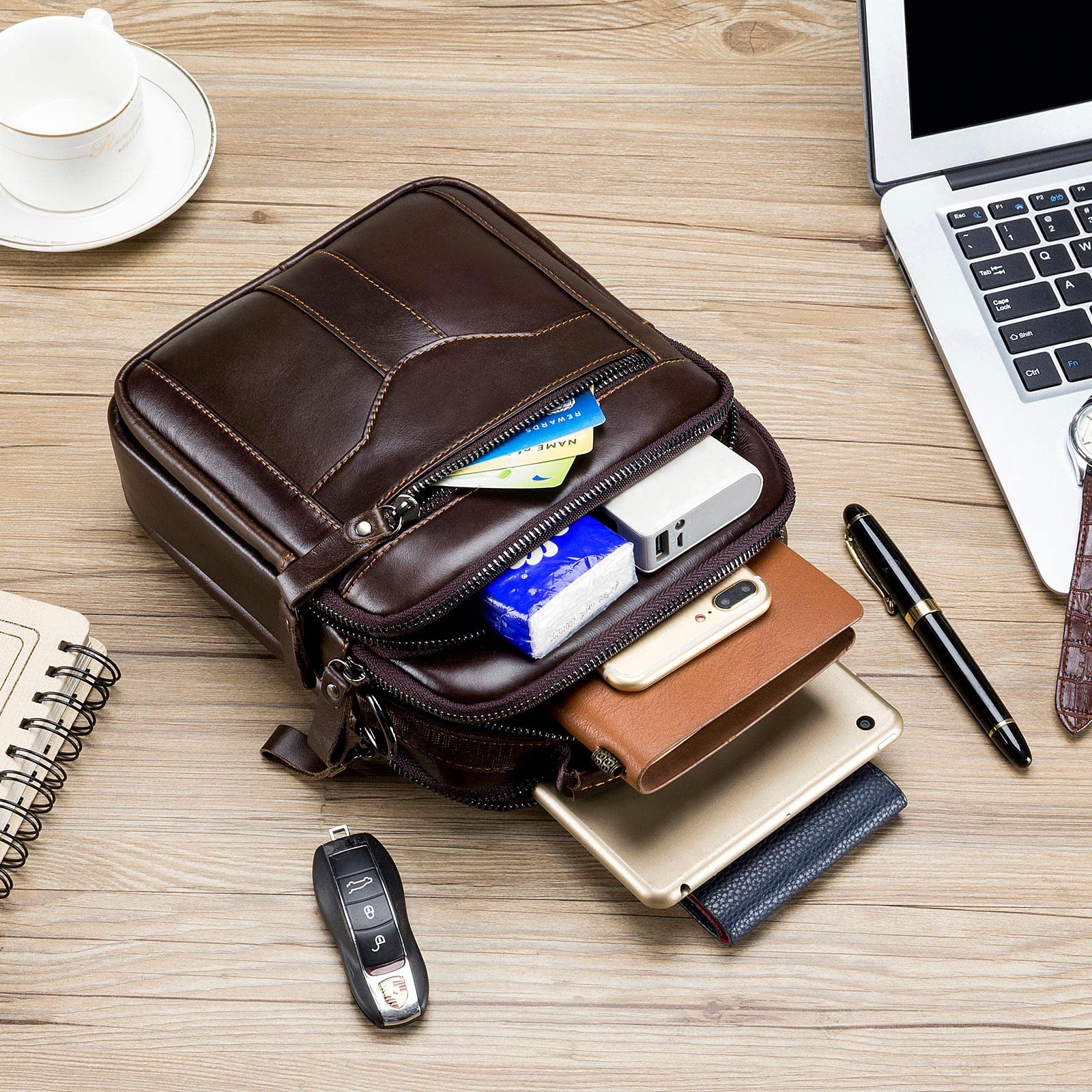 BAIGIO Borsello Uomo Pelle Borsa a Tracolla da Uomo Borsa a Spalla Borsa da Uomini in Vera Pelle Borse Messenger RFID Blocker per Sportiva, Viaggio, Lavoro