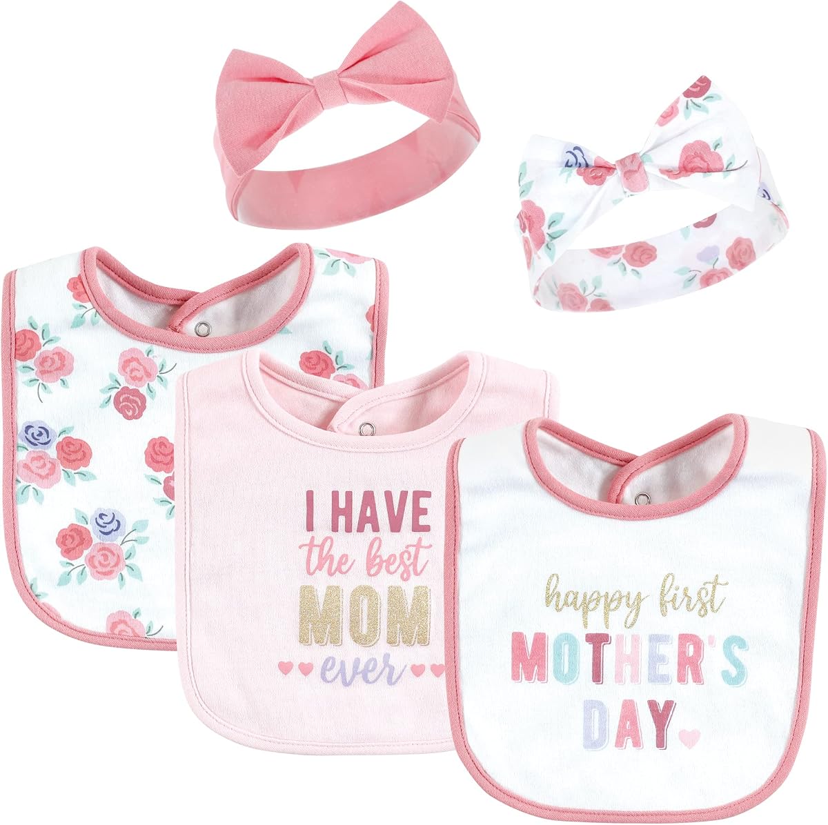 Hudson Baby Conjunto de babero y diadema de algodón unisex para bebé
