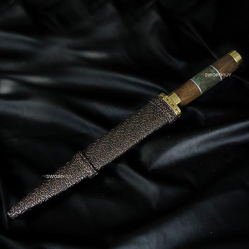 Miniatura 5 de Daga hecha a mano, daga medieval de doble filo, funda bordada, daga con funda