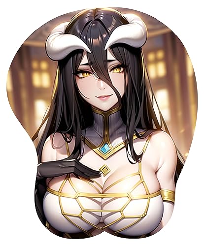 fonyell Overlord Albedo 3D Anime Mouse Pad with Wrist Support Gel Cartoon Mouse Mat Cushion Non-Slip Mousepad for Office Gaming Mouse Pads (Version 3) - Version 3