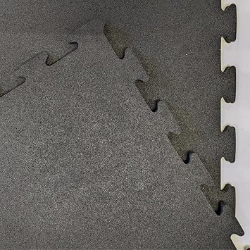 Interlocking Rubber Crumb Gym Floor Tiles - Commercial Grade Mats Black, 10mm