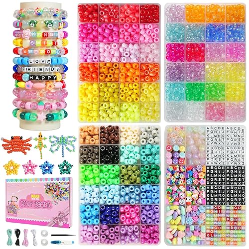 Set di 3000 Perline Pony per Braccialetti, Lettere e Accessori,