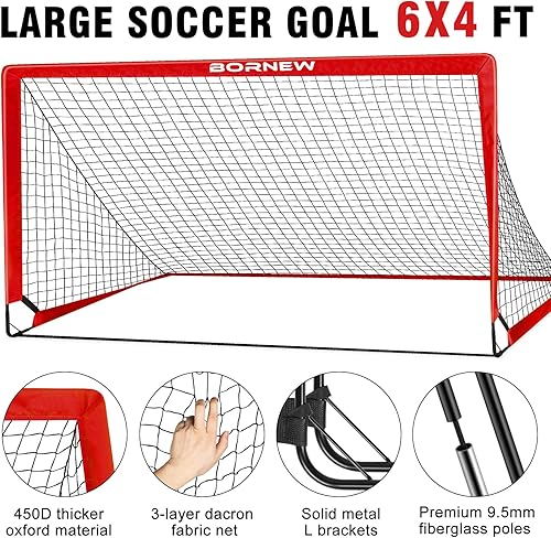 Miniatura 3 de Kids Soccer Goal for Backyard Set - 2 Set of 6X4 4X3 ft Toddler Soccer Nets Training Equipment, Soccer Ball, Pop Up Portable Soccer Set for Kids