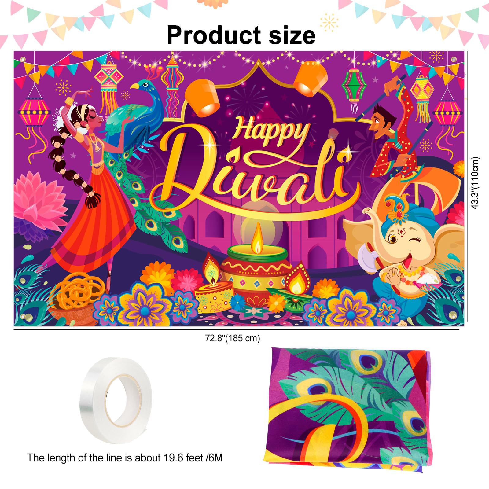 DPKOW Happy Diwali Banner Decorations - Image 2