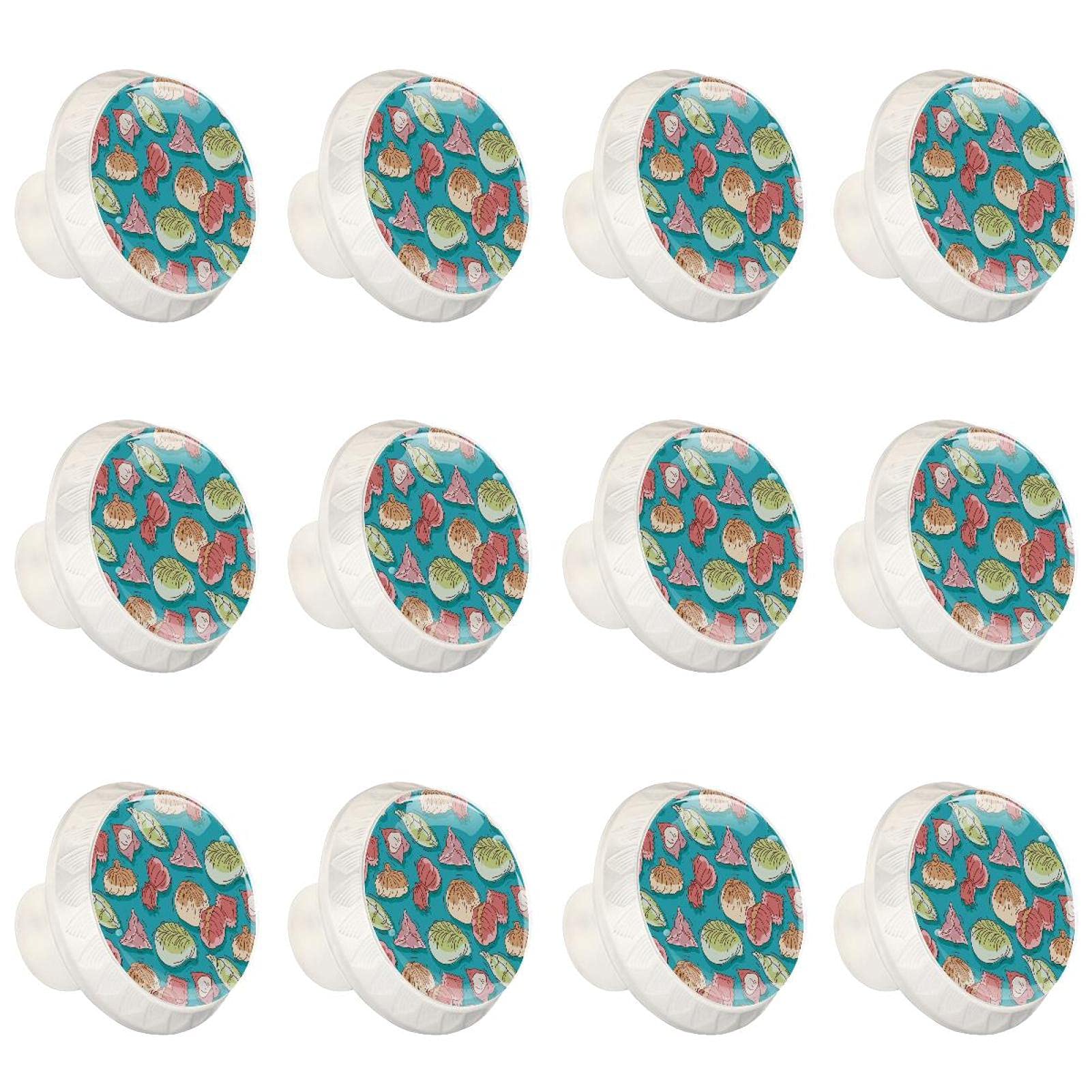 Boutons d'armoires de cuisine ronds colorés lot de 12 poignées pour tiroirs de commode