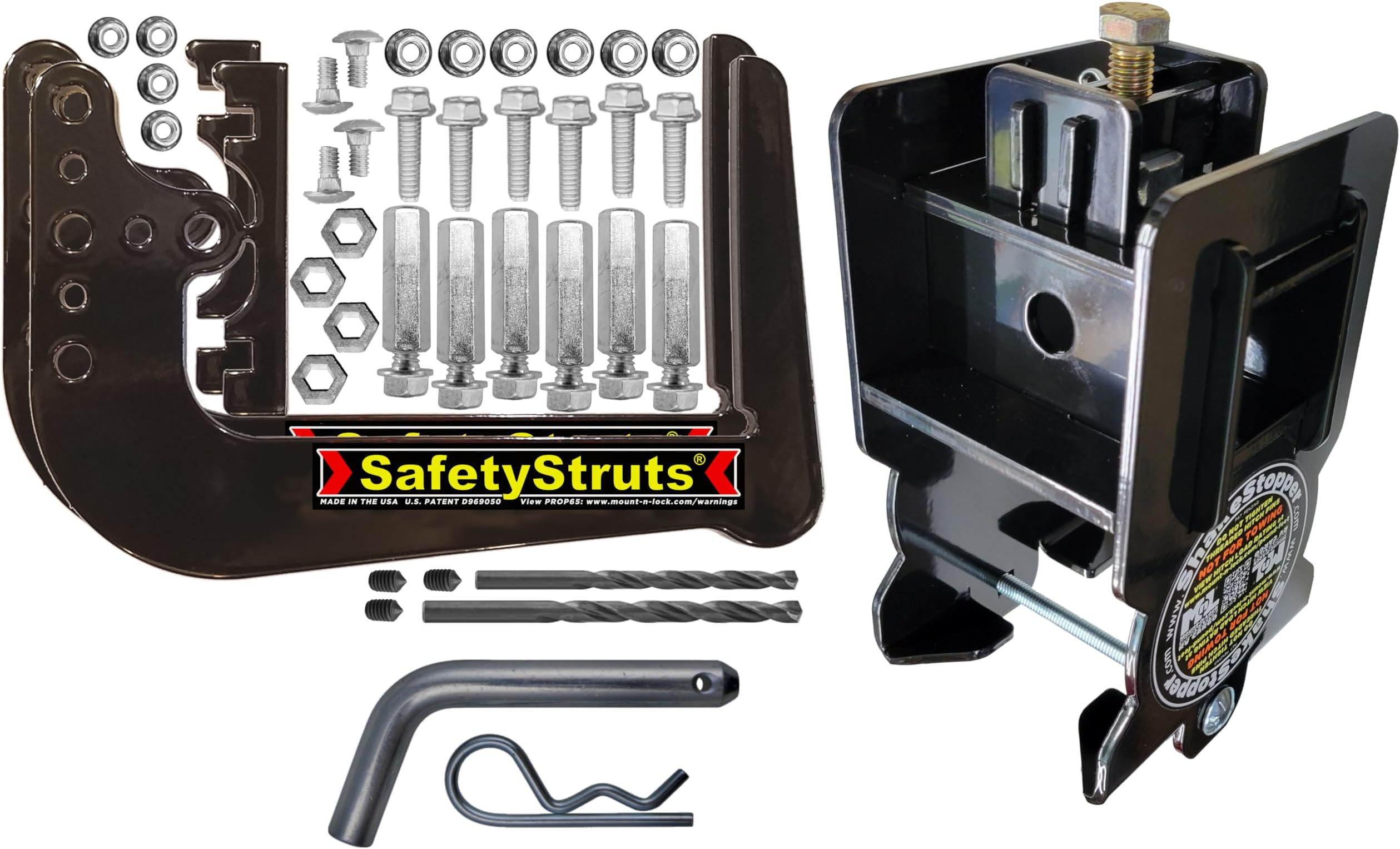 RV Bumper Bundle (3 Items): 1 Set HD SafetyStruts, 1 HD ShakeStopper Hitch, 1 Pin (1SNUHD, 1H4HZD)