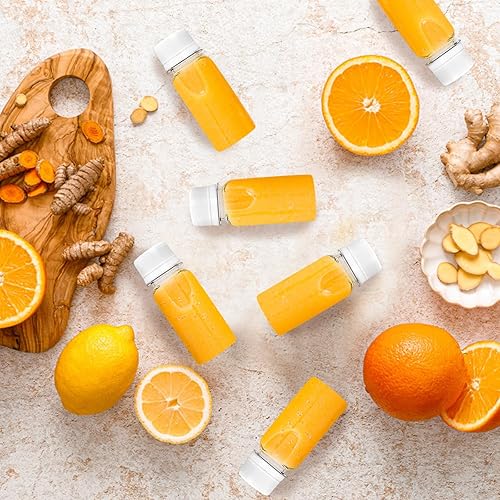 Miniatura 4 de 30 botellas de plástico pequeñas de 2 onzas para líquidos, chupito de jengibre con tapas, botellas vacías para licor, jugo, bodas, fiestas, bricolaje