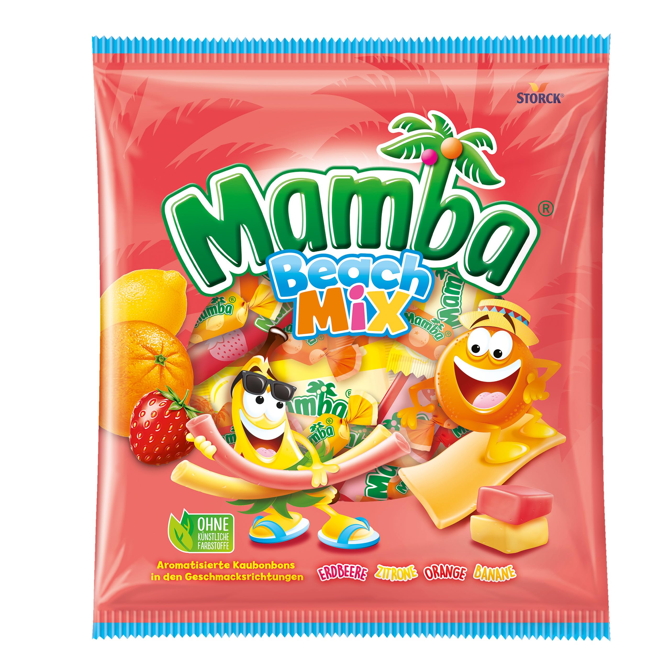 Mamba Beach Mix – 1 x 160g – Fruchtige Kaubonbons mit Mamba Beach Surfer, Mamba Beach Sticks & Mamba Beach Bites – Fruchtgummi Mix einzeln verpackt