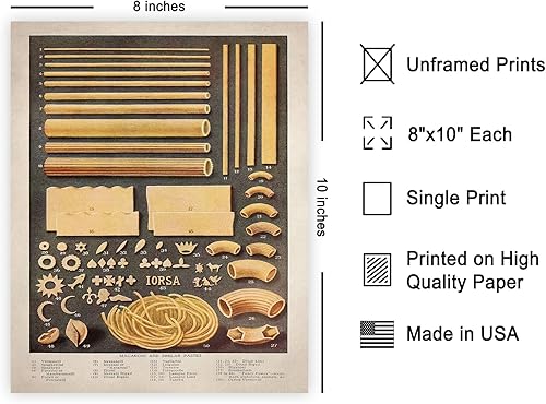 Miniatura 2 de Monem Art - Póster vintage de comida y bebida, impresión de pasta retro, variedades de arte de pasta, regalo para él, ella, chef, cocinero, gran