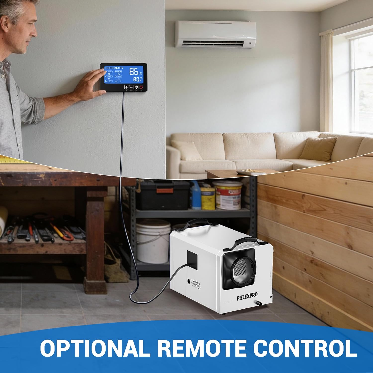 145 Pint Commercial Dehumidifier with Drain Hose for Crawl Spaces, Basements, Industry Water Damage Unit Restoration for up to 6000 Sq.Ft, Auto Defrost, Memory Starting, white(Gift Directional Wheels)