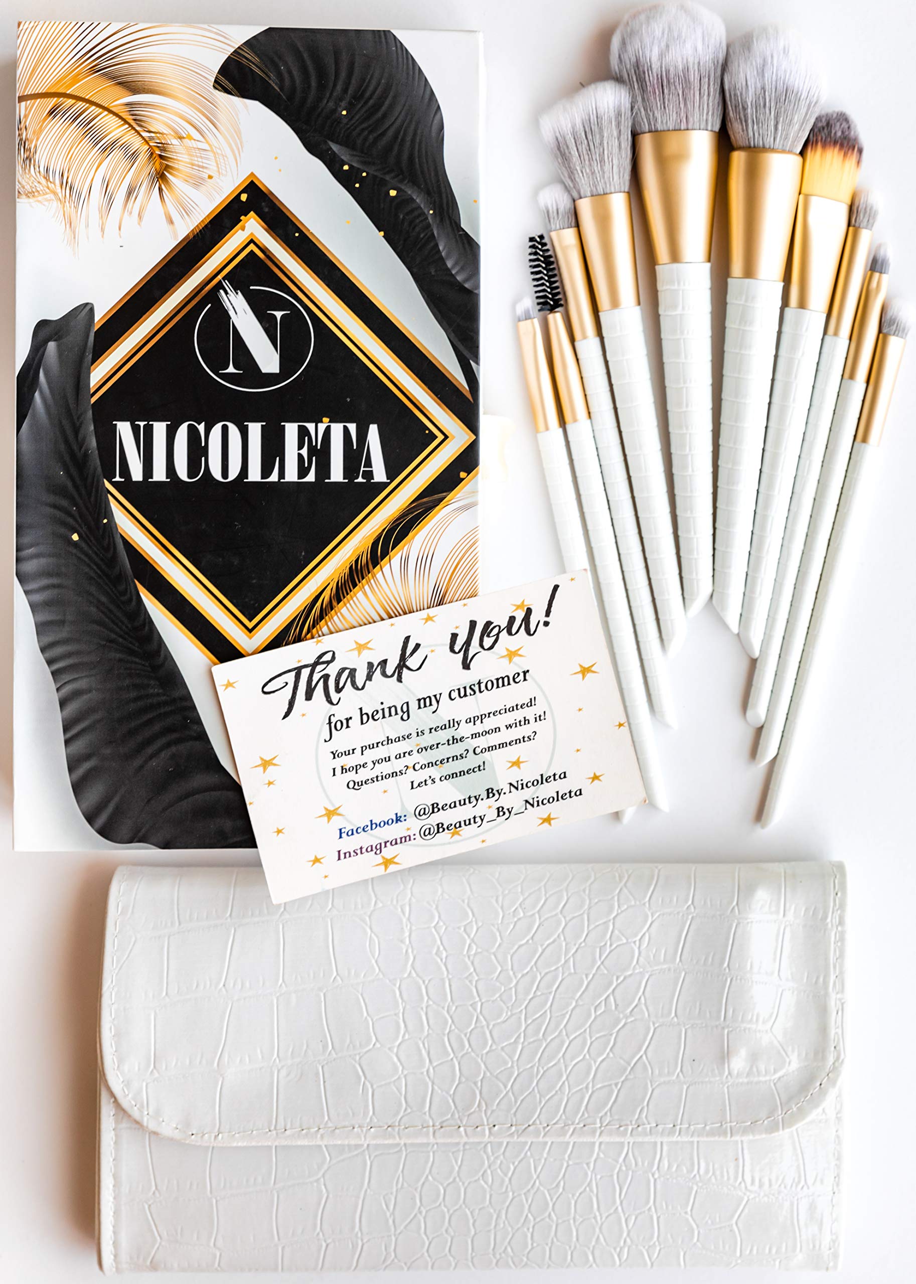 Professional Makeup Brush Set Collection, 10pcs Set High End Cosmetic Brush with Bag, Cruelty Free Synthetic Soft Bristles for Foundation Powder Blush Eye Shadow