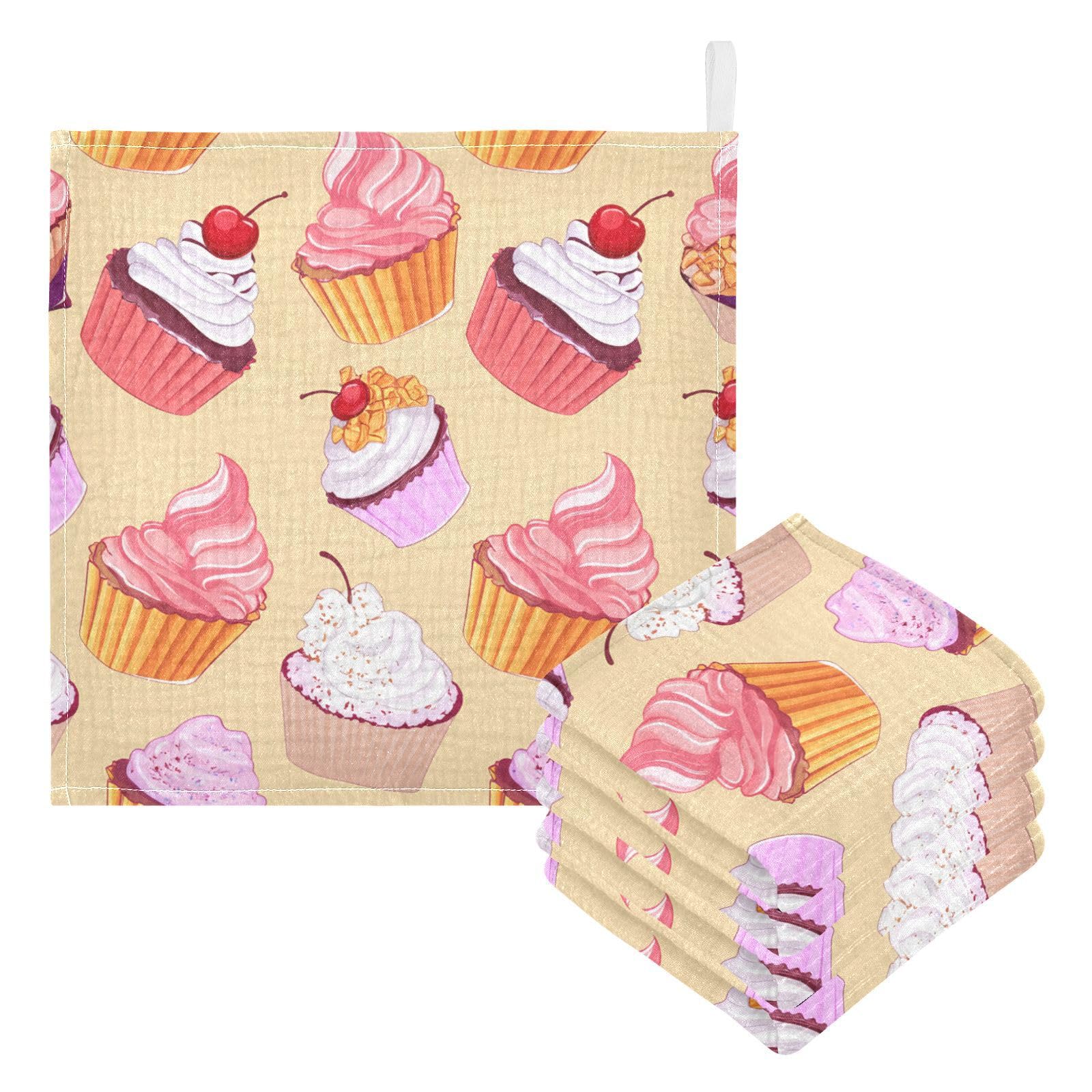 Kigai Delicious Little Cake Baby Washcloths,5pcs Ultra Soft Absorbent Towel,Newborn Bath Face Towel, Natural Reusable Baby Wipes for Sensitive Skin, Baby Registry as Shower