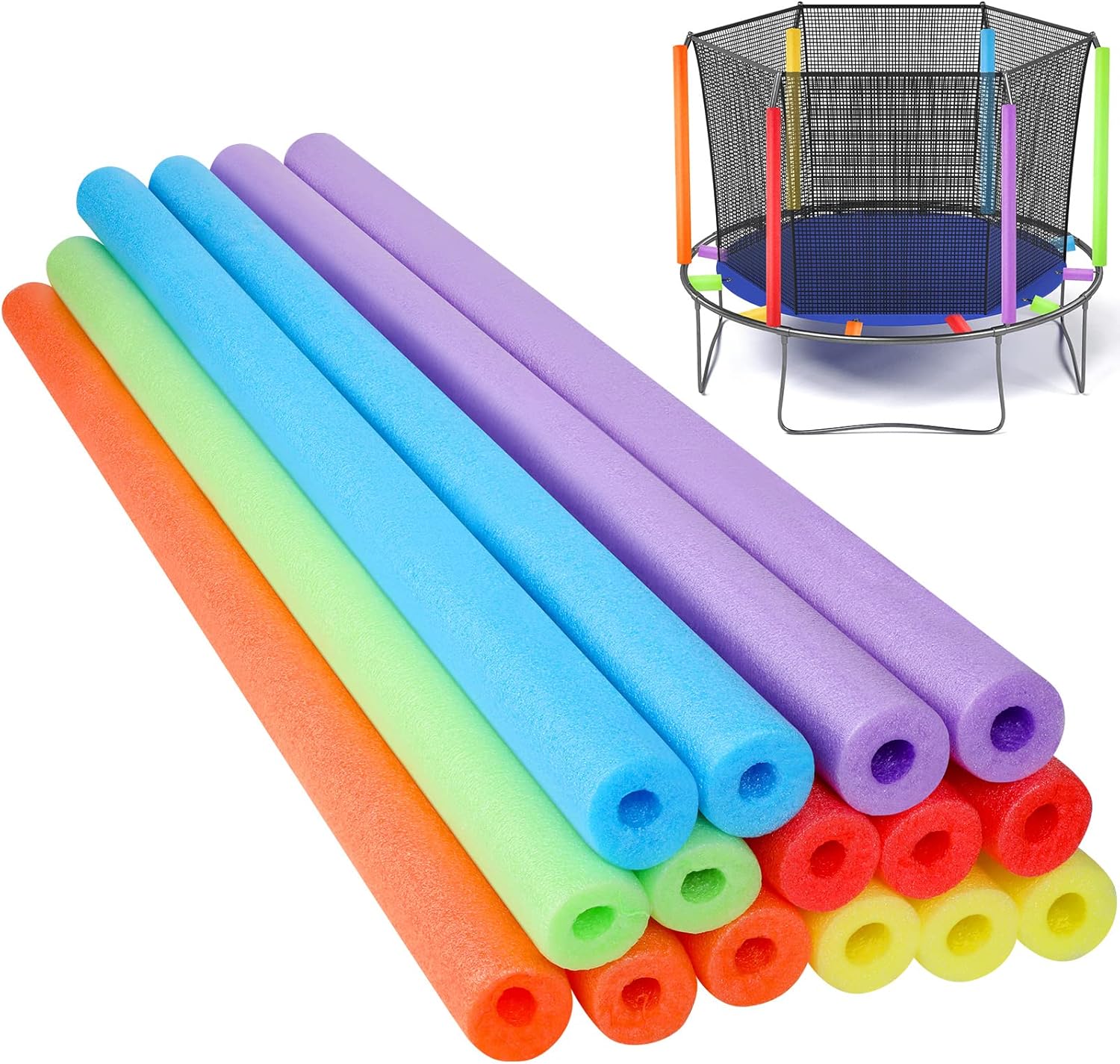 15 Pcs Pool Noodles, Jumbo Foam Noodle 39 Inch Hollow Floatation Devices for Swimming Floating