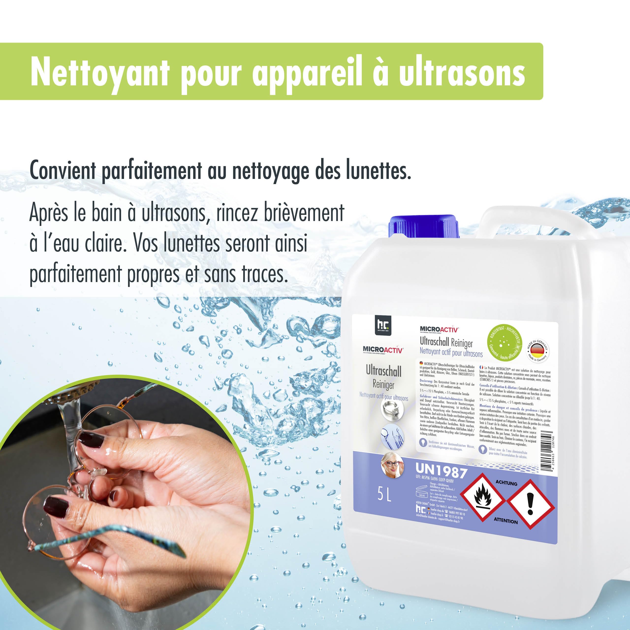 Microactiv Nettoyant Ultrason 2 x 5 L - Concentré pour Bac à Ultrasons