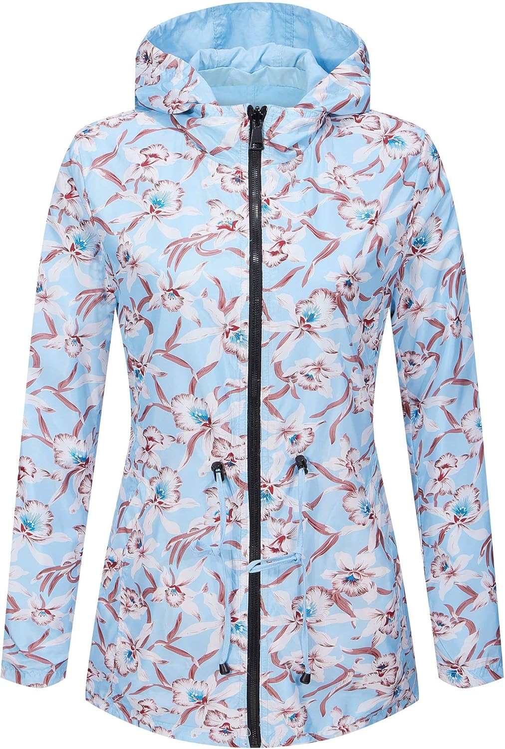 RISISSIDA Women Reversible Floral Print Jacket Hooded Spring Fall Fashion, Casual Lightweight Waterproof Thin Transition Coat