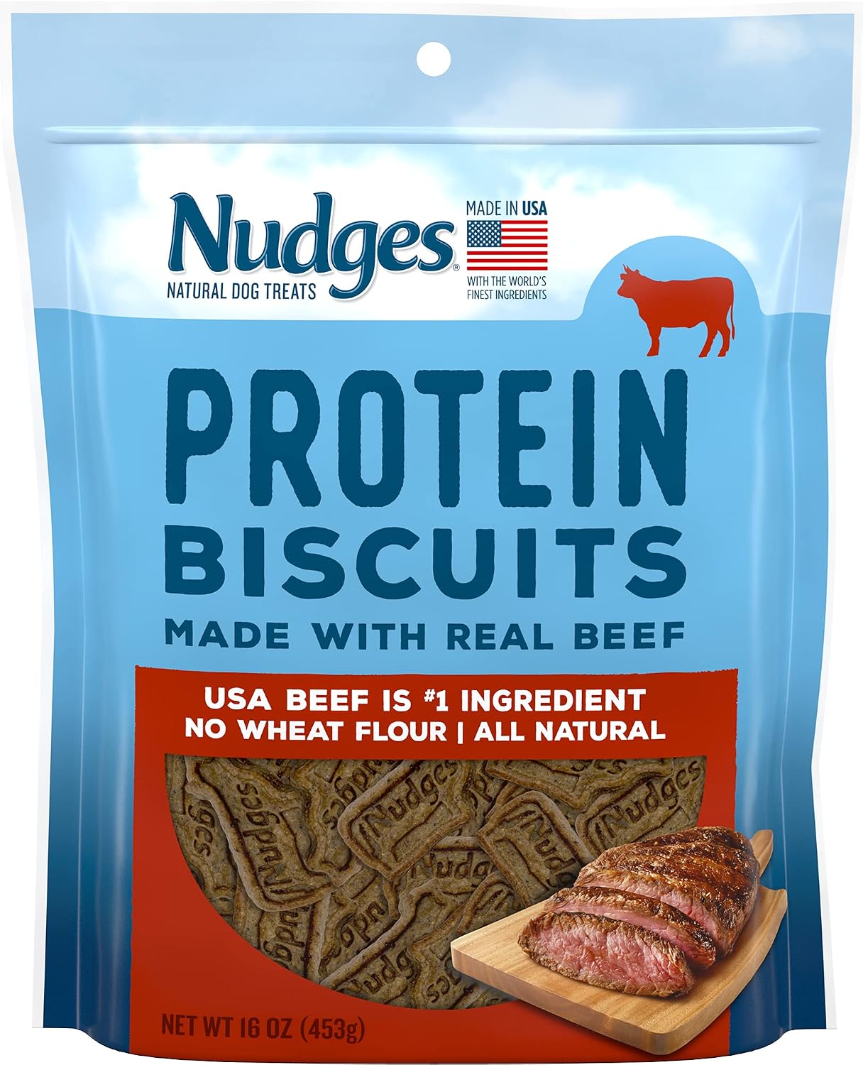 Nudges Natural Dog Treats Protein Biscuits, 16 oz