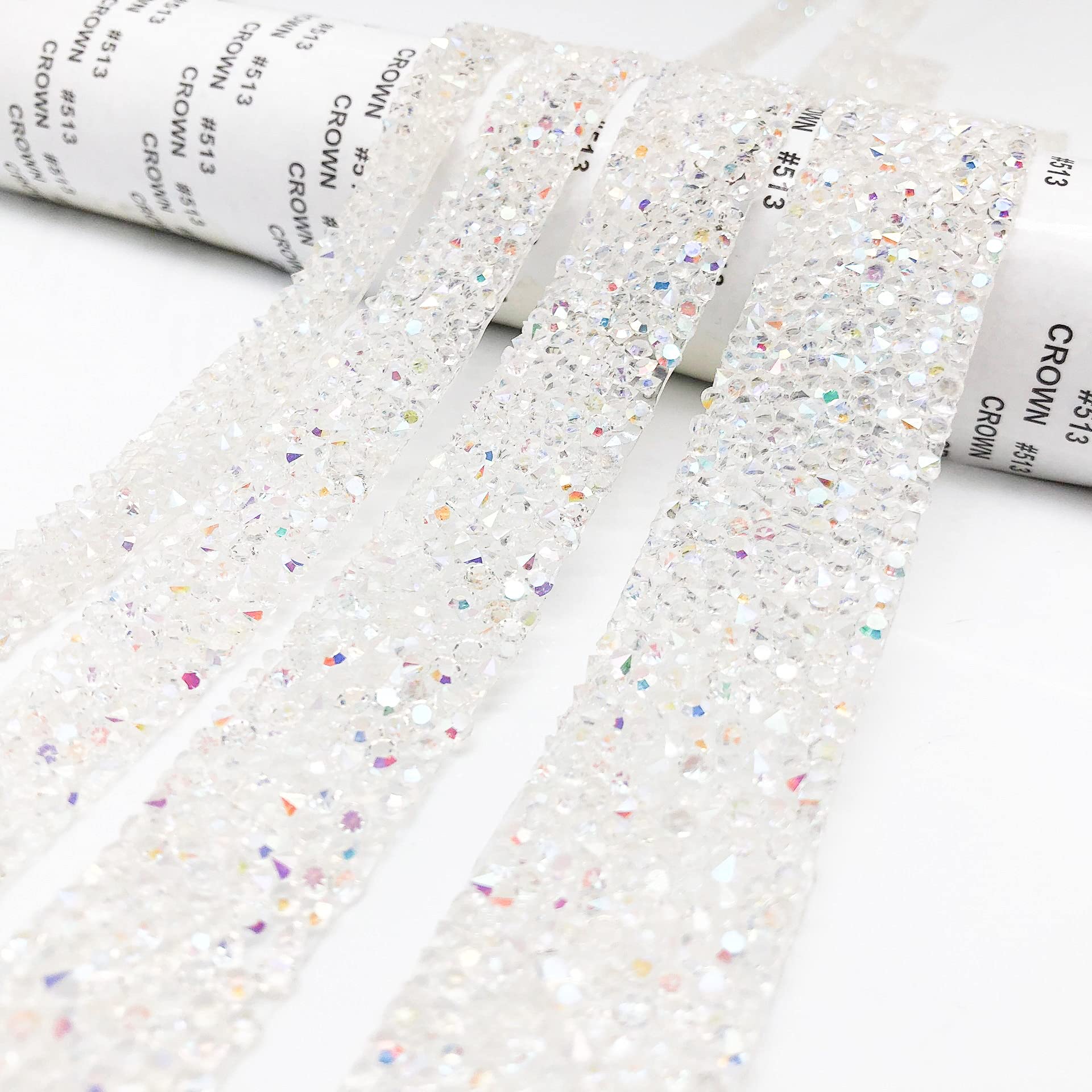 1 Yard 5/10/20/30/40mm Glitter Strass Kette Band Trim Harz Kristall Dekoration DIY Gürtel Kleidungsstück Hotfix Applikation Handwerk (Color : Clear AB, Size : 20mm)