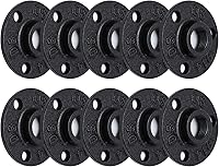 HomeTZH 1/2" Antirust Black Painted Floor Flange 10-Pack - Malleable Iron Pipe Fittings for Industrial DIY Furniture & Shelving