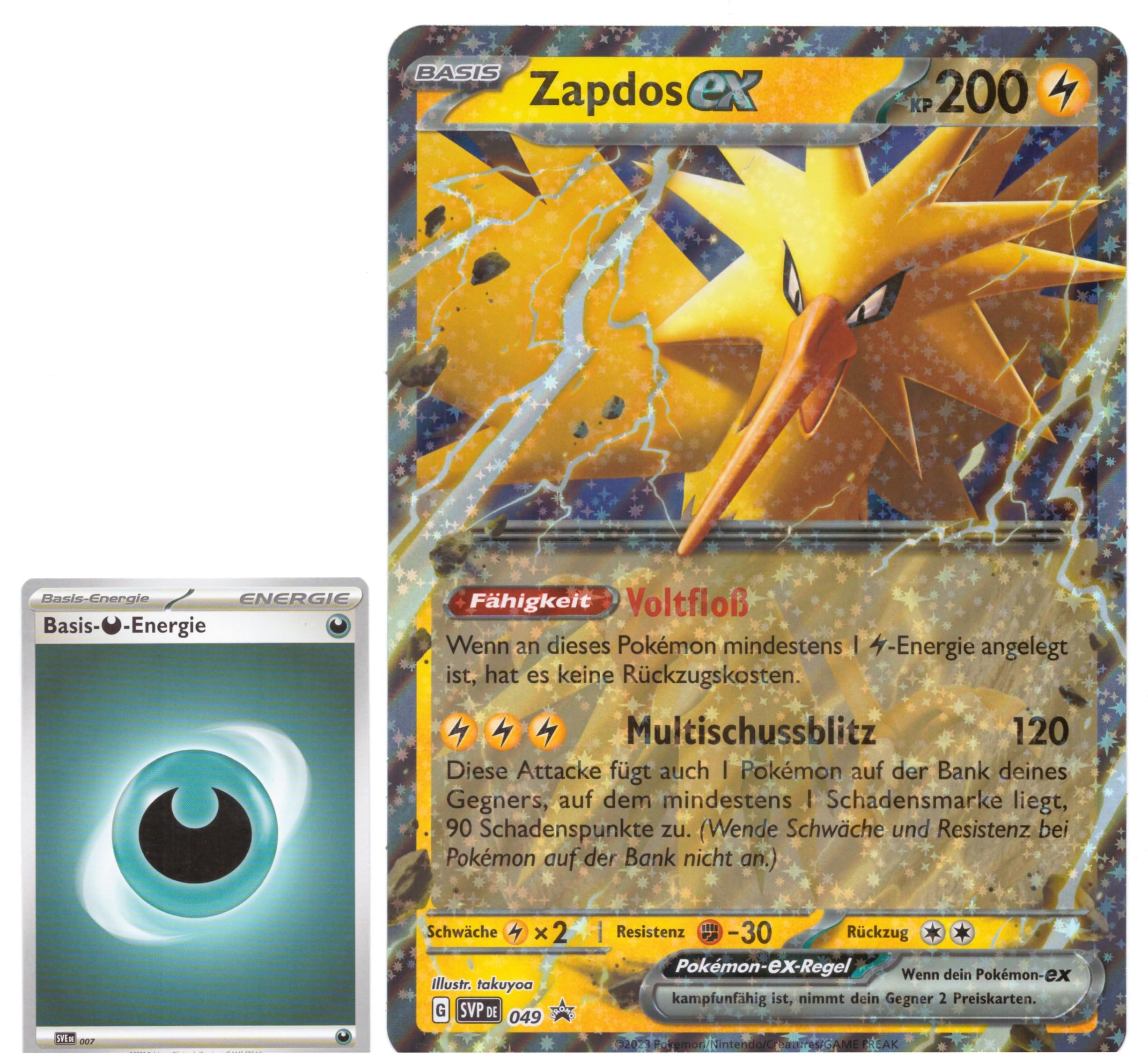 BB-Toy-Trades TCG PKM Trading Card XXL Black Star Promo Card – German – Fullart Holo Mega Jumbo Oversize Single Card with BB-Toy-Trades Sleeve (Zapdos ex DE)
