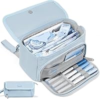 Vista 8 de Sooez Estuche para lápices súper grande, bolsa de lápices de gran capacidad con 3 compartimentos, capacidad para 100 lápices, linda bolsita