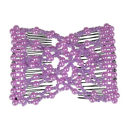 Miniatura 4 de LOVEF Magic Easy Peine para el cabello con cuentas elásticas con perlas de color dulce perla en colores surtidos y diseños, 10 unidades