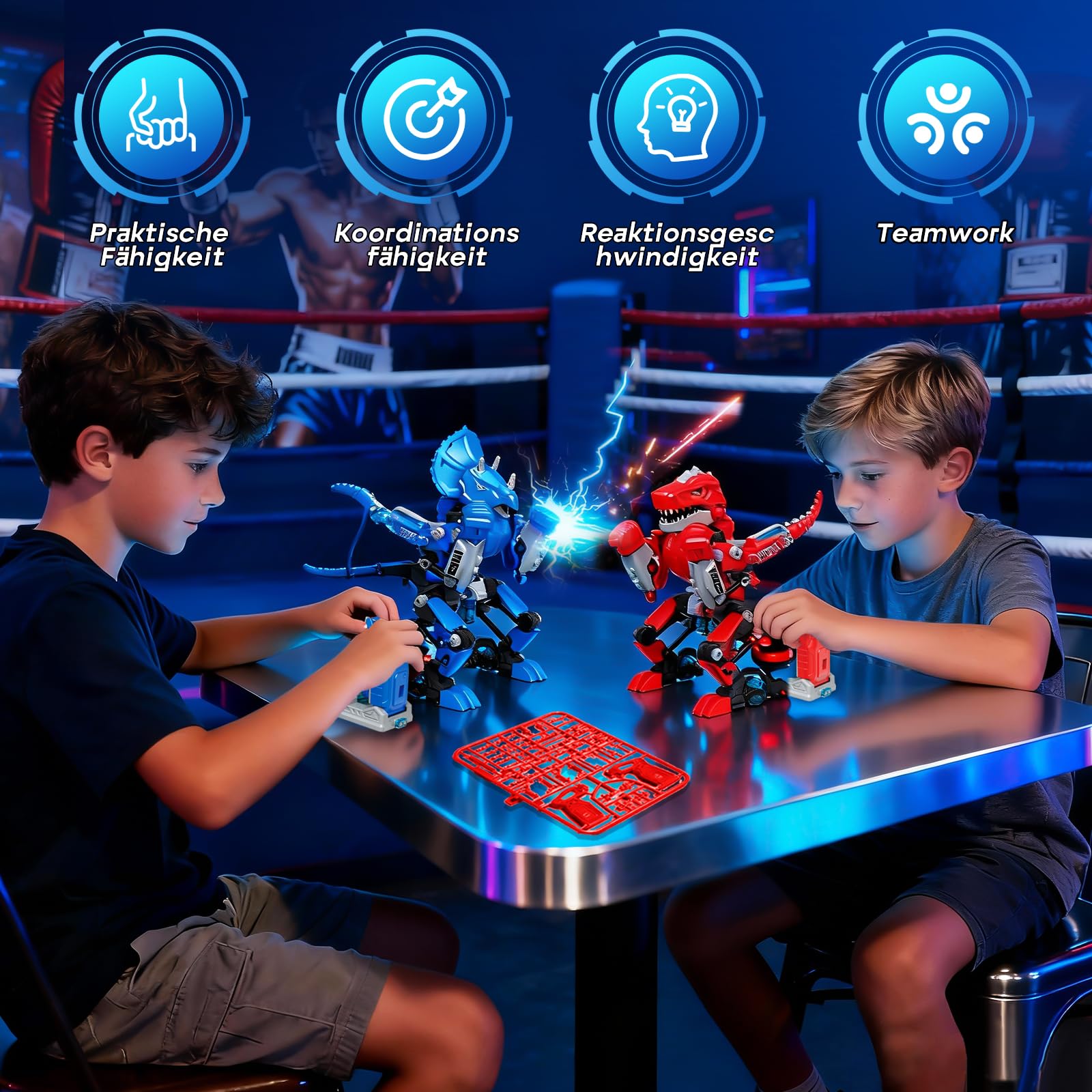 Ulikey Hydraulische Box-Bots, Das Roboter-Duell, Bauen Sie Zwei Hydraulisch Betriebene Boxroboter, mit Joystick und Hydraulik, Roboter Bausatz Kinder Spielzeug Geschenke ab 8-14 Jahre Jungen