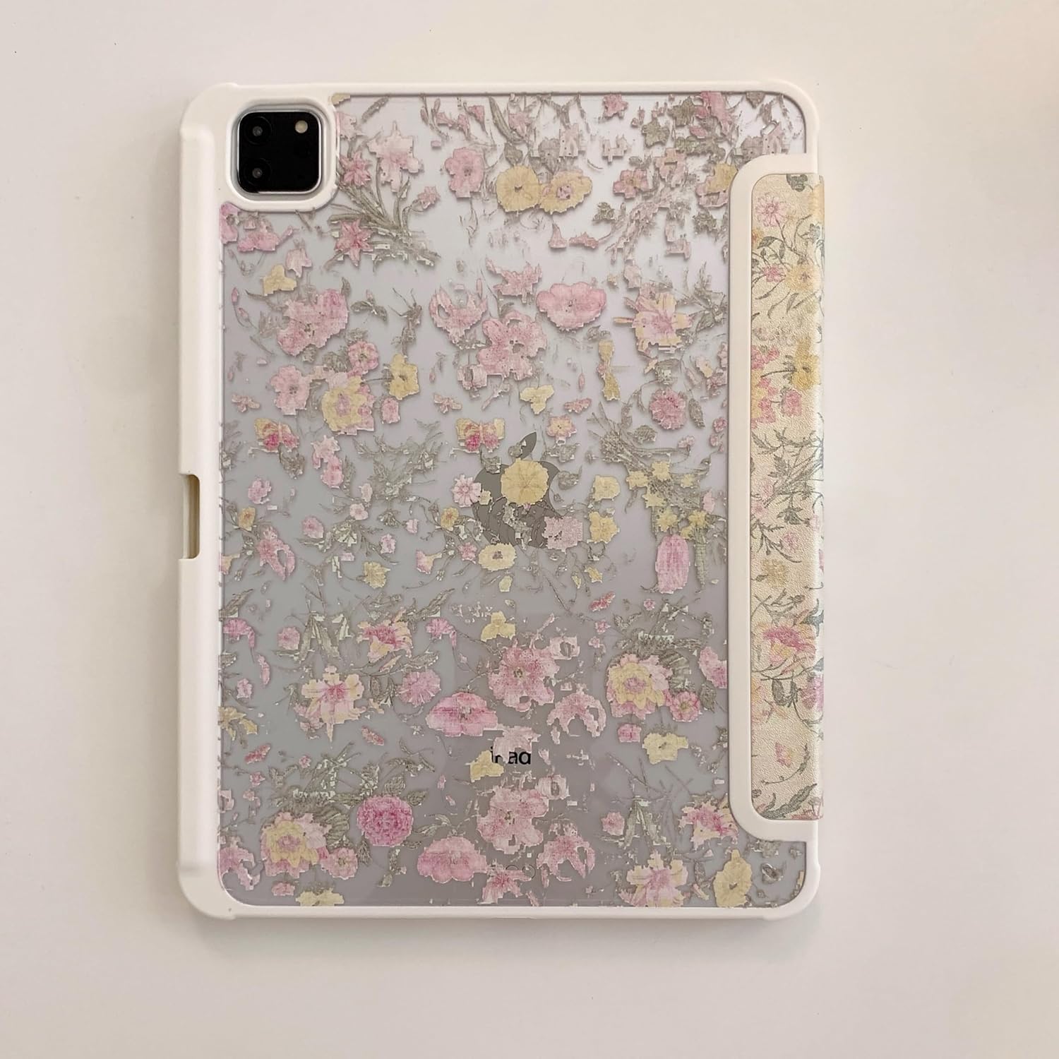 Adjustable Stand Hard PU Clear Back Folio Case for Apple iPad A16 11th Generation 2025 11 Inch A3354 A3355 A3356 Flowers Floral Pattern Refreshing Classic Vintage Pretty Chic Cute Lovely Girls Women