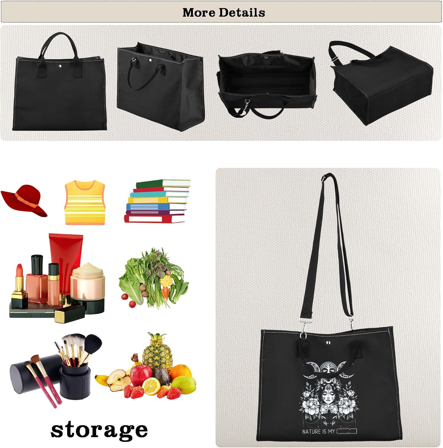 CMNIM Witchy Gifts Witchcraft Accessories Tote Bag Nature Is My Church Witch Stuff for Halloween Wiccan And Pagan Sister Gift - Image 6