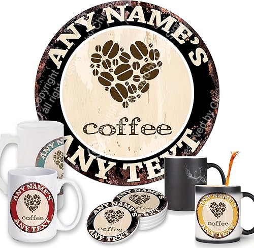 Miniatura 10 de Café y té Always Fresh Hot Custom Chic Sign Coaster Tazas rústicas Shabby Vintage Estilo Retro Cocina Bar Pub Cafetería Hombre Cueva cobertizo