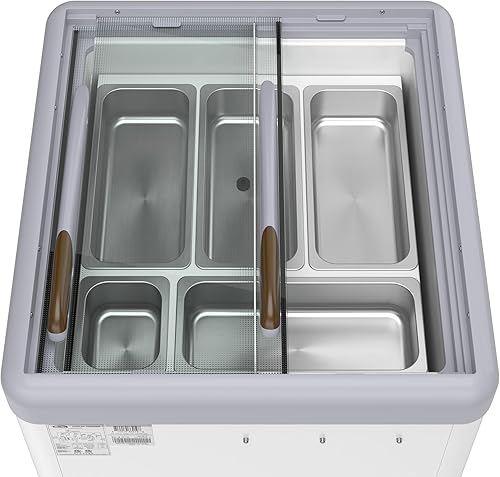 Miniatura 7 de KoolMore Congelador de exhibición de gabinete de inmersión de gelato de 26 pulgadas y 5 bandejas con puerta corrediza de vidrio, 6 pies cúbicos con