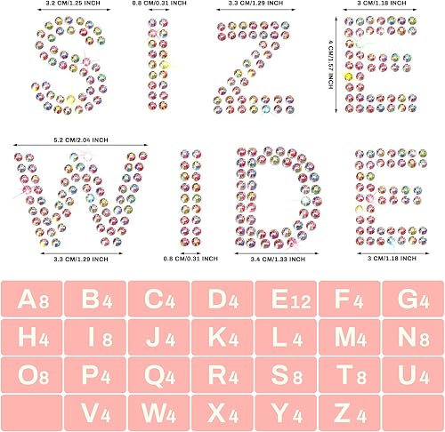 Miniatura 9 de 136 pegatinas de letras con brillantes y piedras preciosas de cristal, 34 letras, pegatinas autoadhesivas de diamantes de imitación para decoración