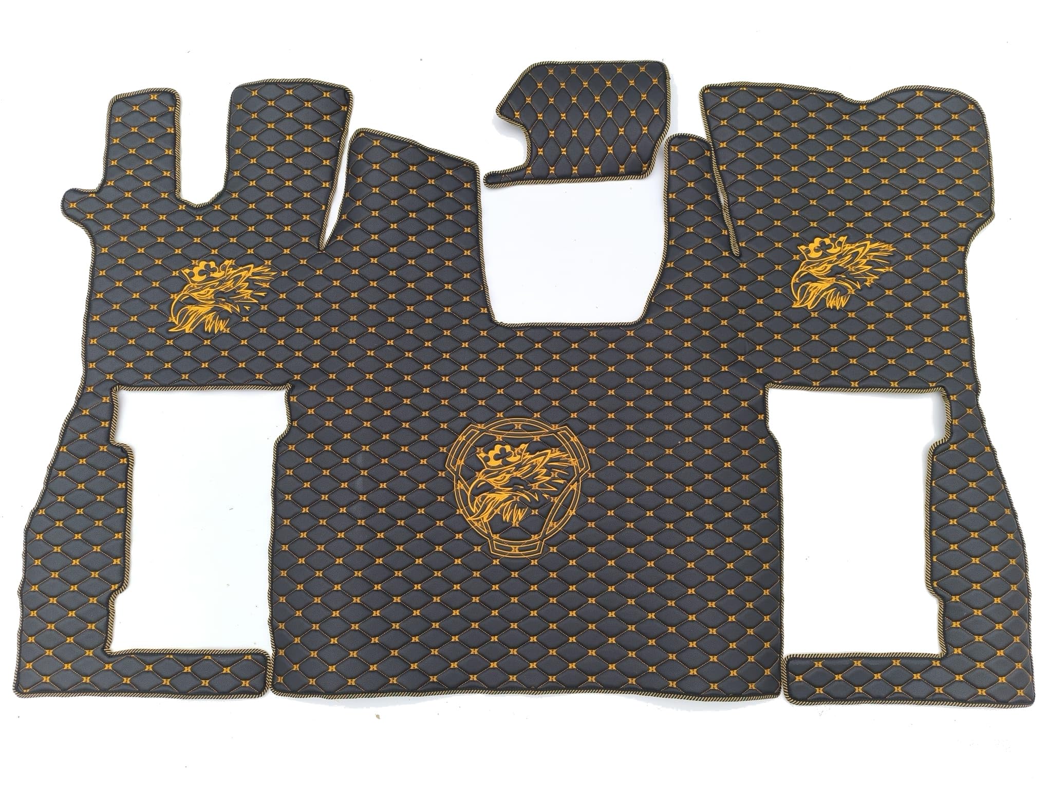 Alfombrillas de camión compatibles con SCANIA S alfombrilla de pie (material negro, hilos dorados)