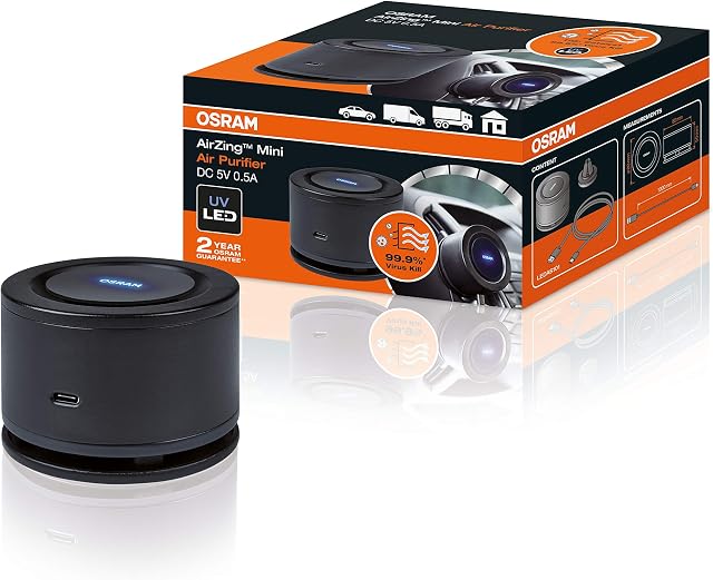 Osram Auto LEDAS101 Samochodowy Oczyszczacz Powietrza, Czarny, 8 x 8 x 5 cm; 110 g, 1 Sztuka