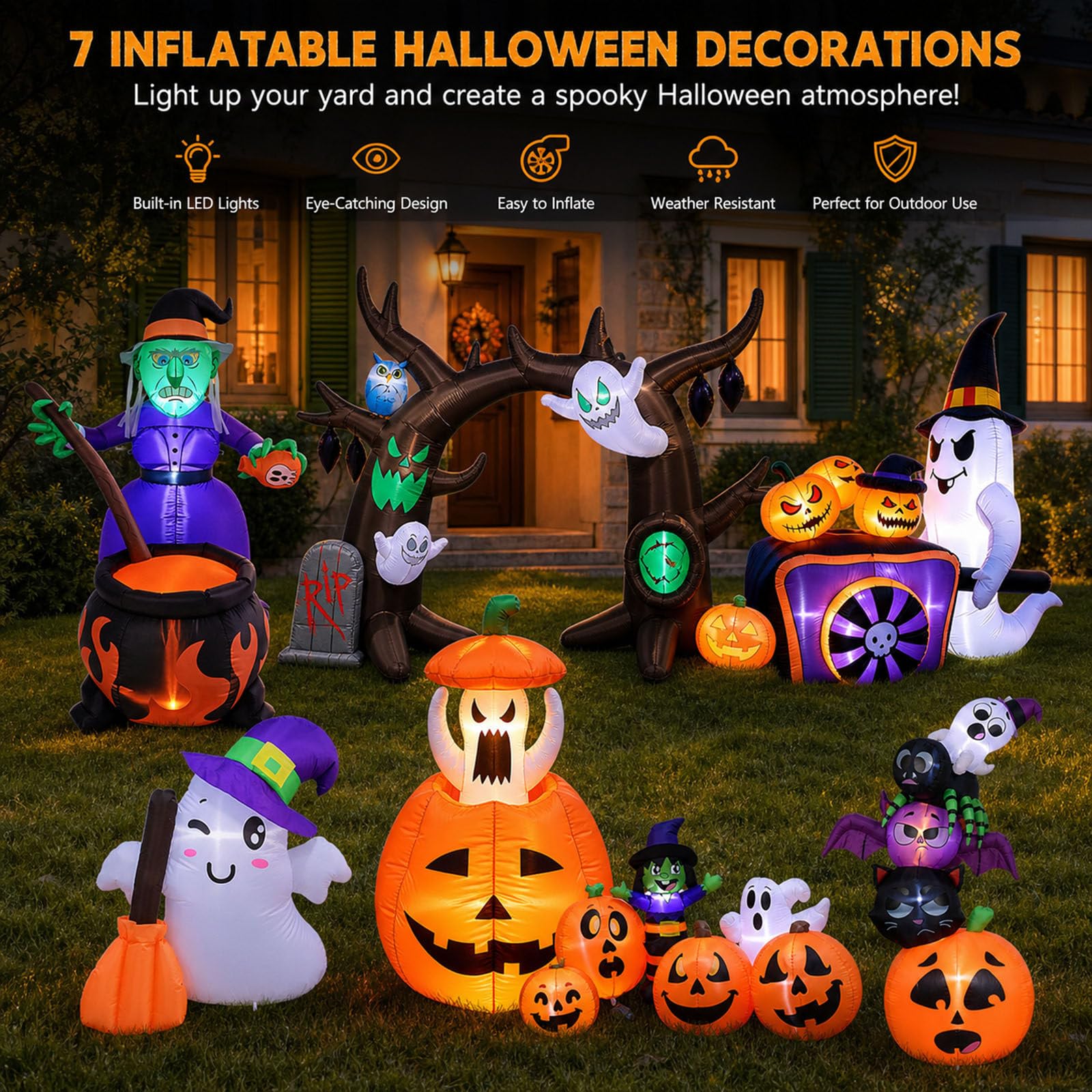Decorazione di Halloween per Interni Ed Esterni: Gonfiabile, per Halloween Raffigurante Una Strega con Scopa, Adatta per Portici D'Ingresso E Feste al Chiuso. G