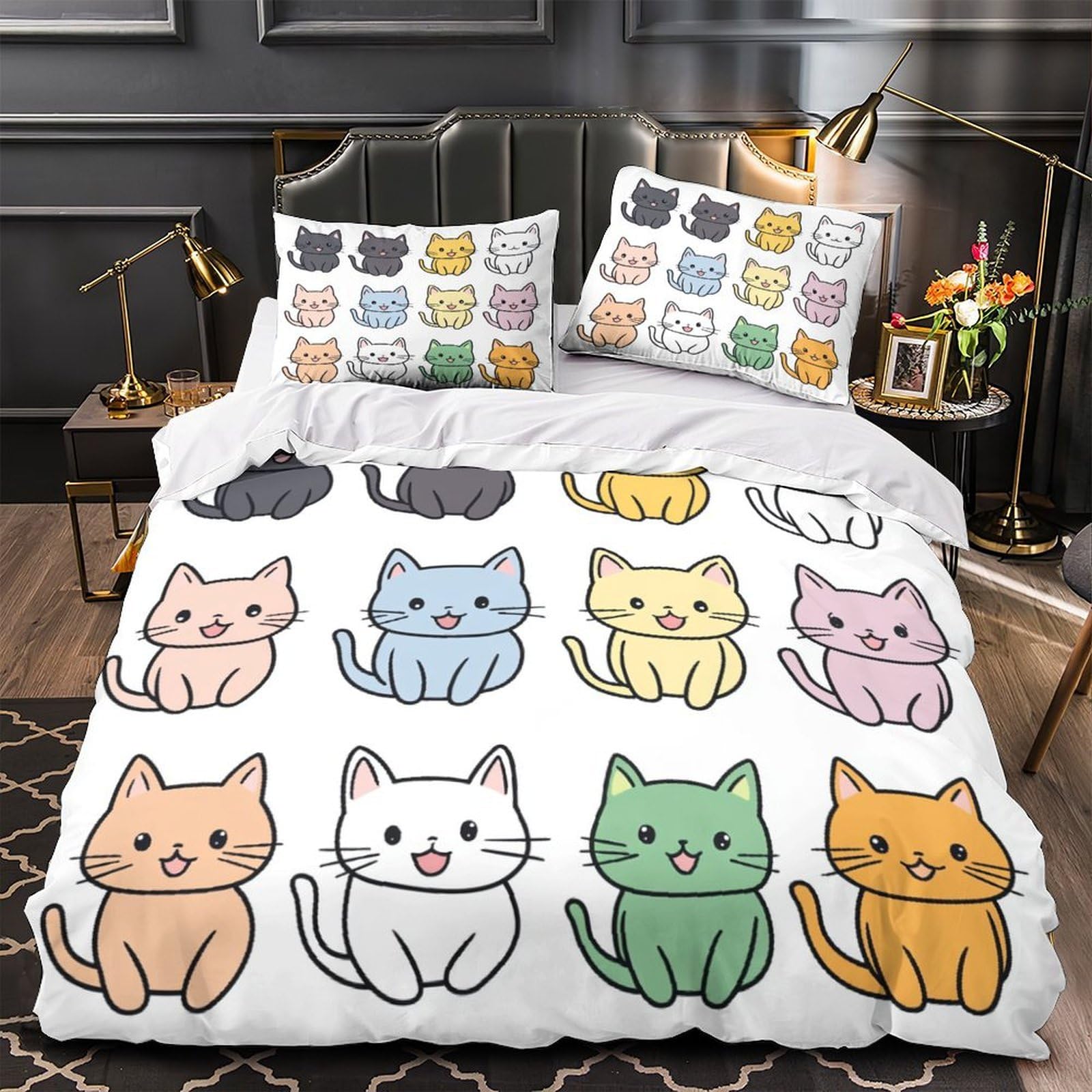Housse de Couette Chat 3D Microfibre Kawaii 260x220cm