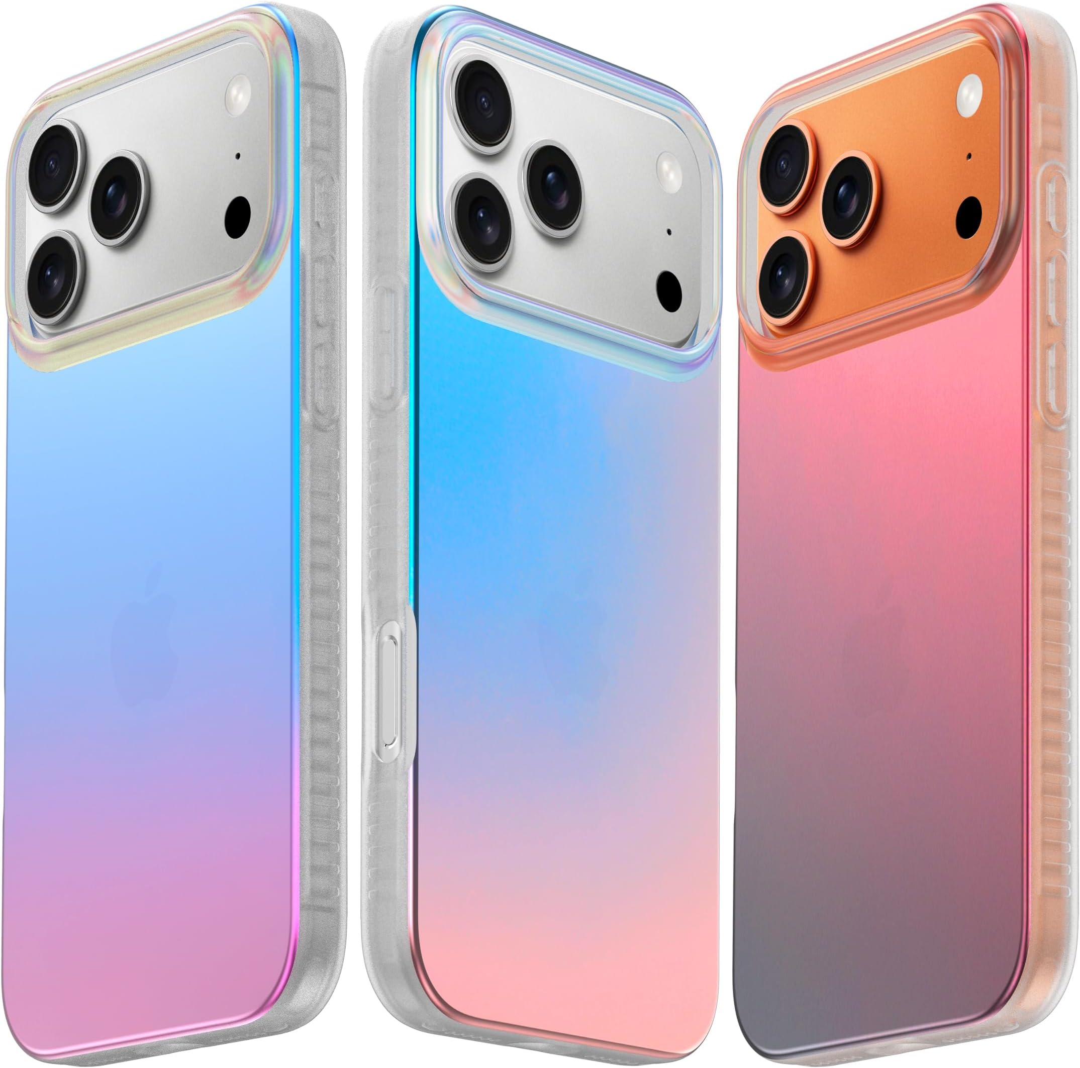 LONLI Hue for iPhone 17 Pro Case - Holographic Iridescent Shockproof Cute Phone Cover - [Shock-Absorbent Bumper] - Cute, Unique and Aesthetic for Women and Girls