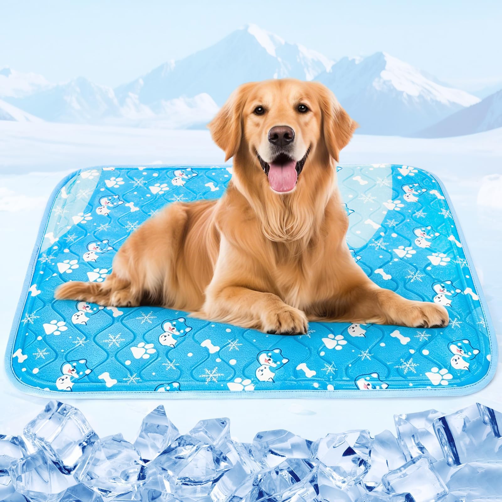 Tappetino refrigerante per cani 90x60cm extra spesso e autrostimolante, perfetto per l'estate e i viaggi, per cani di taglia piccola, media e grande, pieghevole e facile da pulire