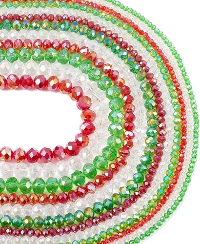 Elecrelive - 1340 cuentas de cristal de Briolette de Navidad, cuentas de cristal de Rondelle facetadas de color AB para hacer joyas, pulseras,